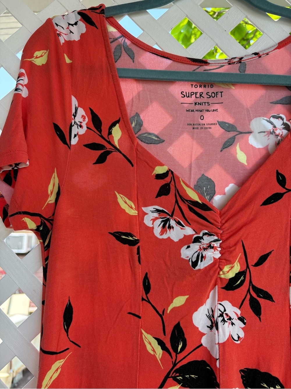 torrid Coral Floral V-Neck Midi Dress - Picture 2 of 3
